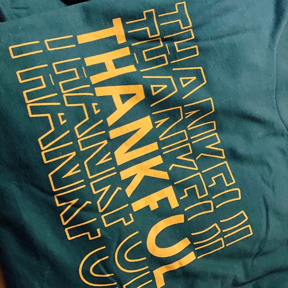 Green Thankful graphic tshirt with gold lettering - Picture 3 of 3